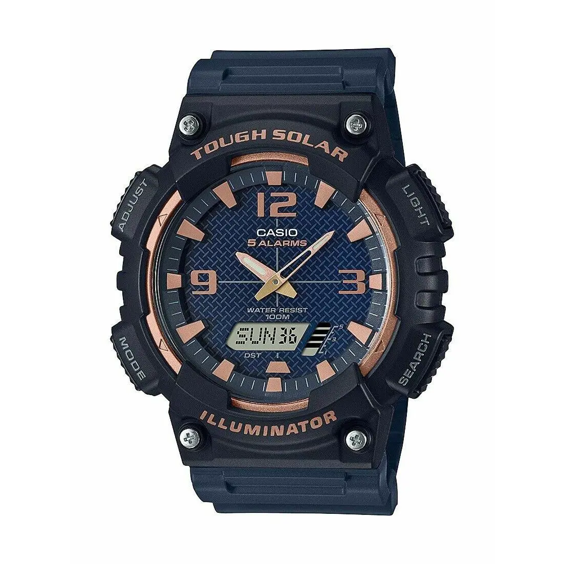 Casio AQS810W-2A3V Digital/analog Combo Solar Powered 5 Alarms Resin Band - Dial: Blue, Band: Blue