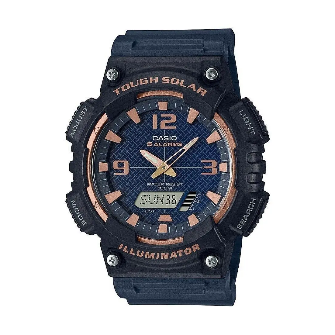 Casio AQS810W-2A3V Solar Illuminator Watch Blue Resin 100 Meter 5 Alarms - Dial: Blue, Band: Blue