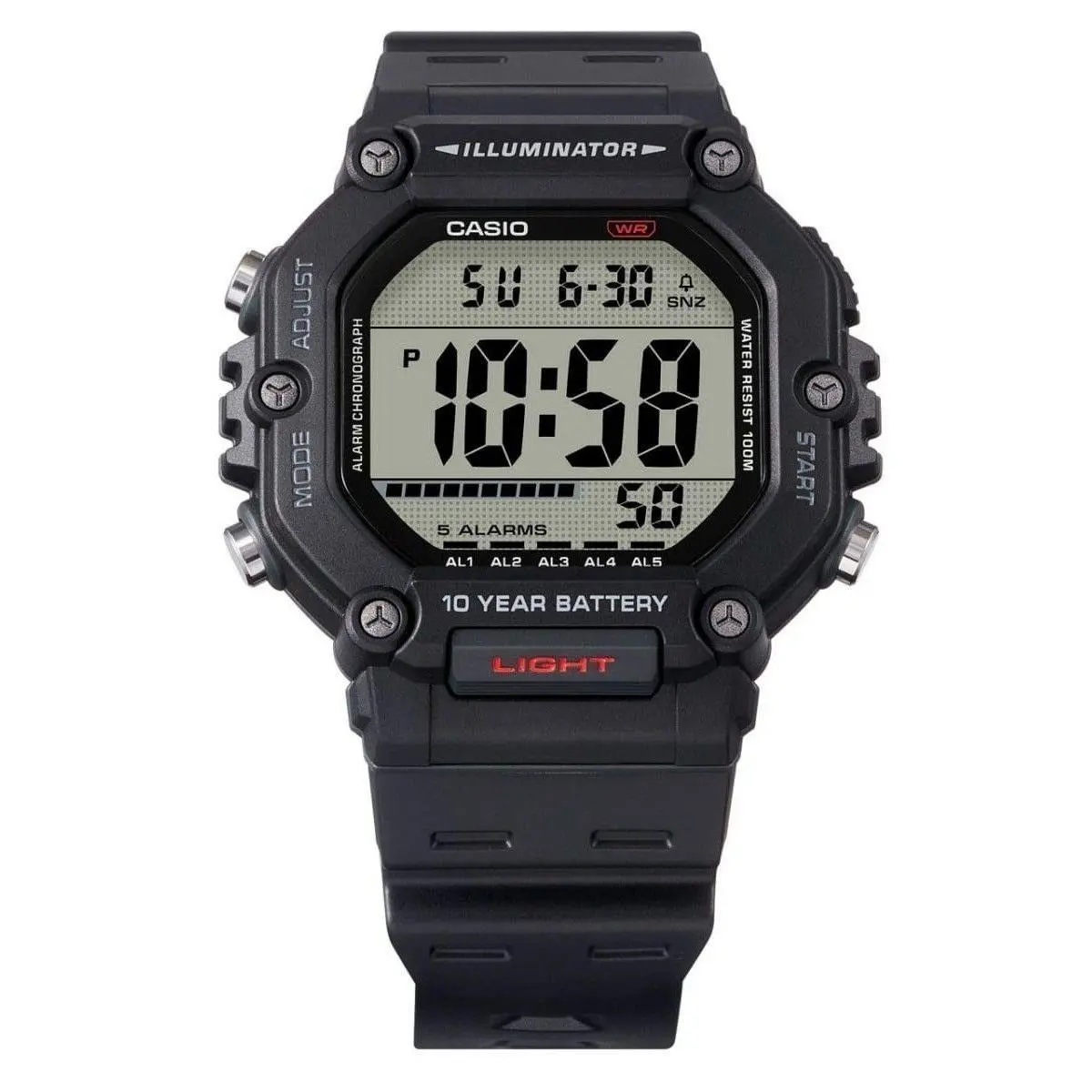 Illuminator Digital Alarm Dual Time Quartz AE-1600H-1AV 100M Mens Watch by Casio
