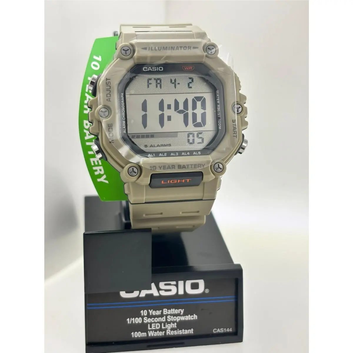 AE1600H-5AV Chronograph Watch Resin Band 5 Alarms Illuminator by Casio