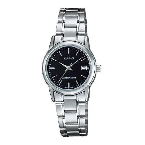 Casio LTP-V002D-1A Women`s Standard Stainless Steel Black Dial Analog Date Watch