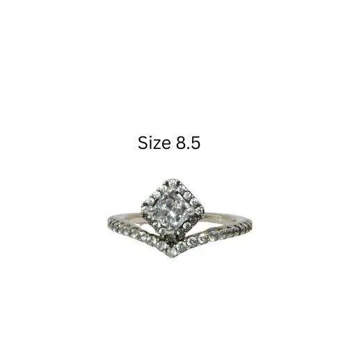 Pandora Square Sparkle Wishbone Size 8.5 Sterling .925 Clear CZ Ring 198420C01