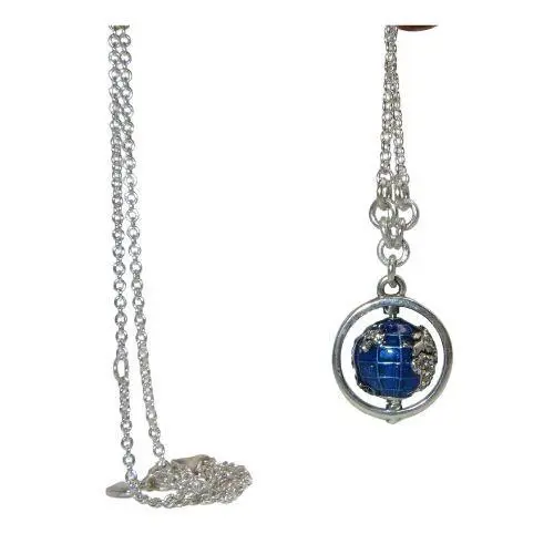 Spinning Globe Blue Enamel SS 21 Pendant Necklace 399235C01 by Pandora