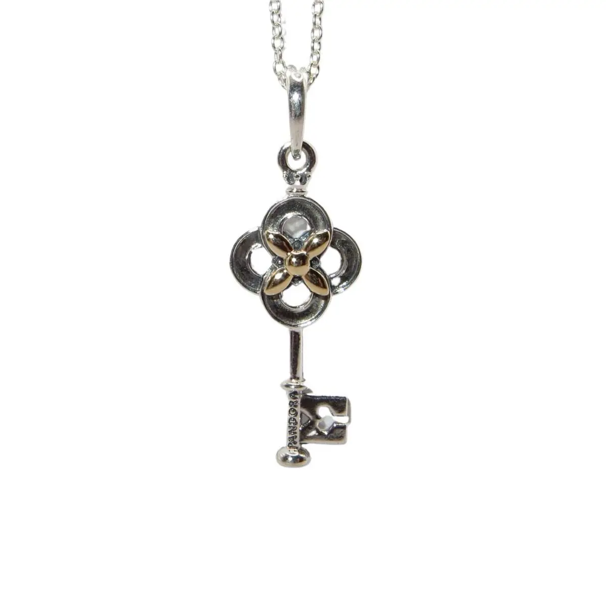 Pandora Key and Flower 14k Gold Sterling Silver 26 Necklace 399339C01-70