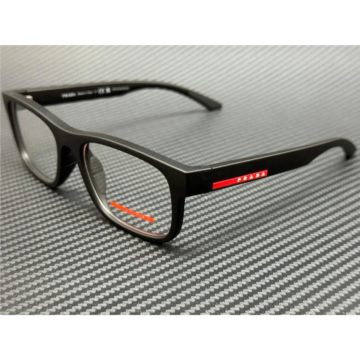 Prada Linea Rossa PS 04QV DG01O1 Black Rubbered Men`s 54 mm Eyeglasses