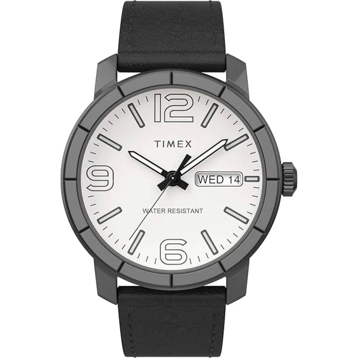 Men`s Watch Mod 44 Quartz White Dial Black Leather Strap TW2U304009J by Timex
