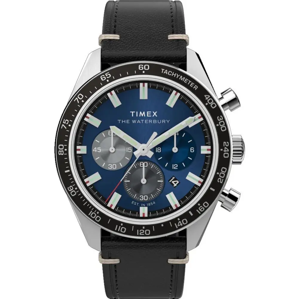 Timex Black Mens Chronograph Watch Waterbury Traditional TW2Y18600