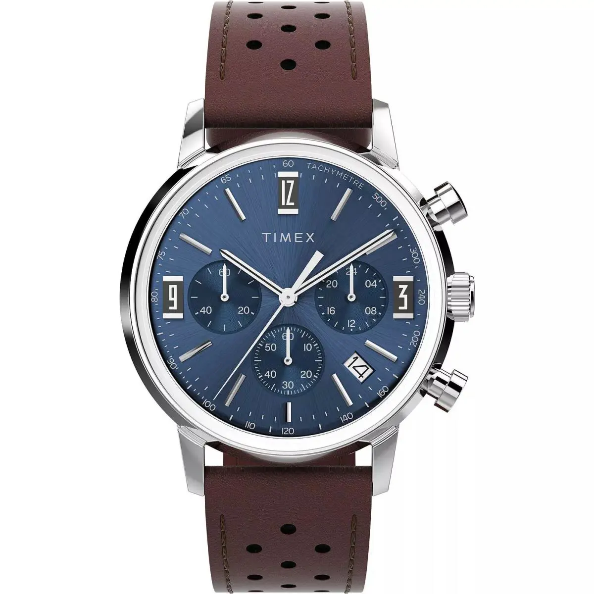 Marlin Chronograph Tachymeter 40mm Leather Strap Watch TW2W10200 by Timex