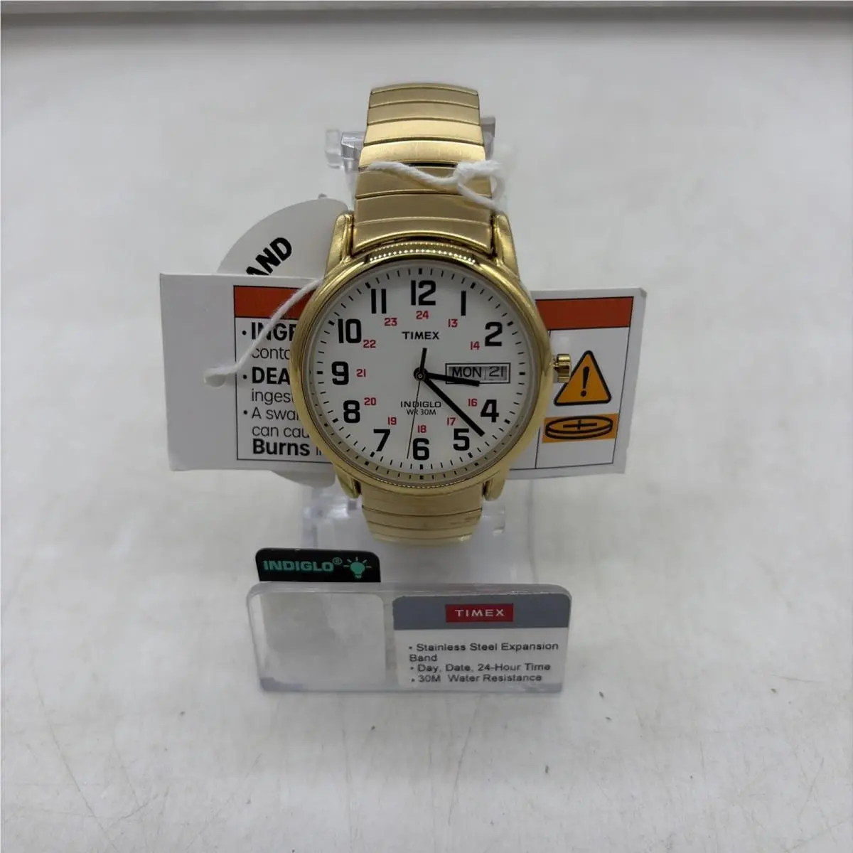 Timex Mens Easy Reader 35mm Gold Tone Expansion Band Watch - Day Date - T2N092