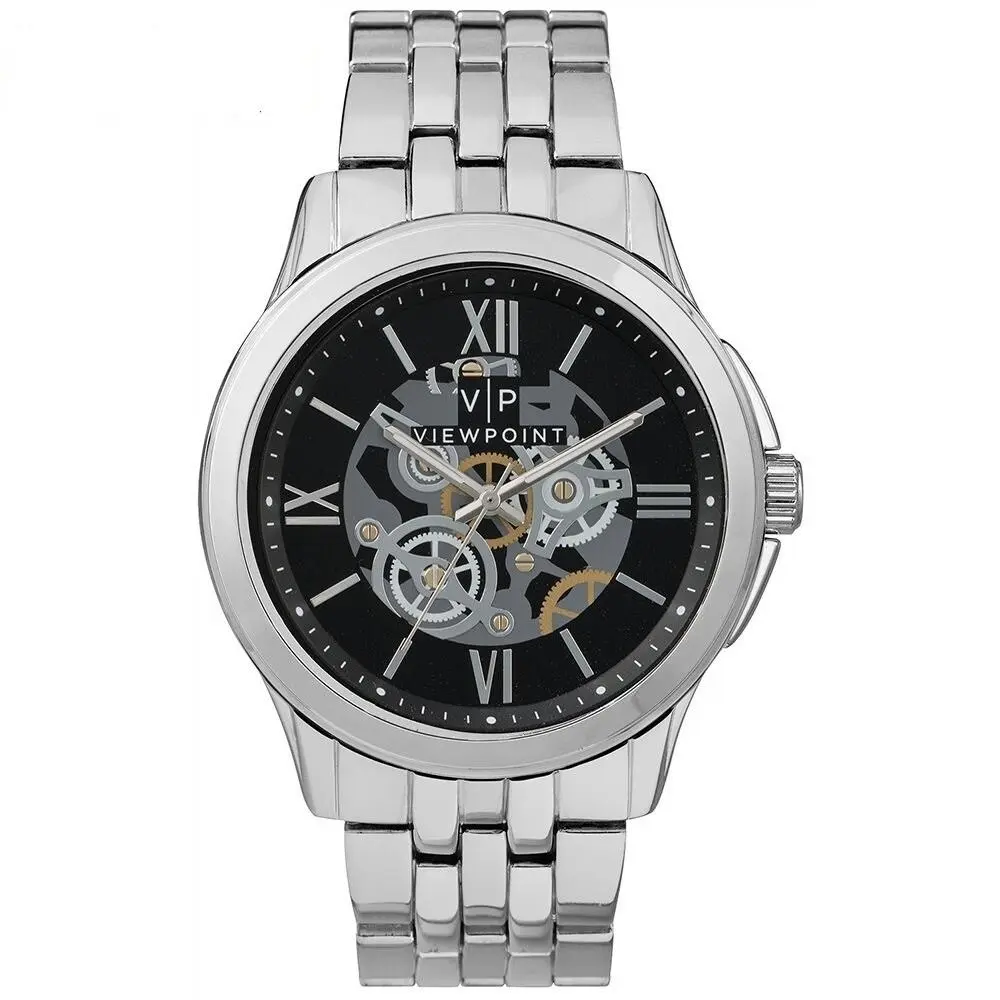 VP BY Timex Silver Tone Skeleton Bracelet Men`s WATCH-AA3D81800