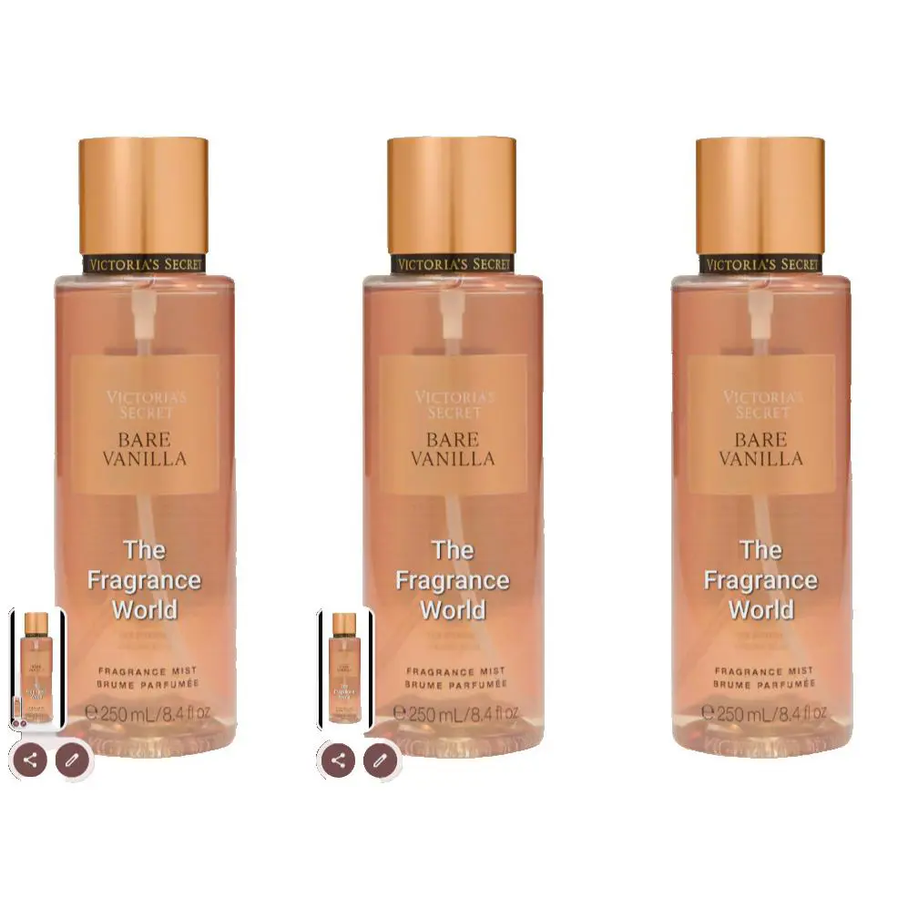 3 x Bare Vanilla Perfume Victoria`s Secret 8.4 oz 250 ml Fragrance Mist Spray