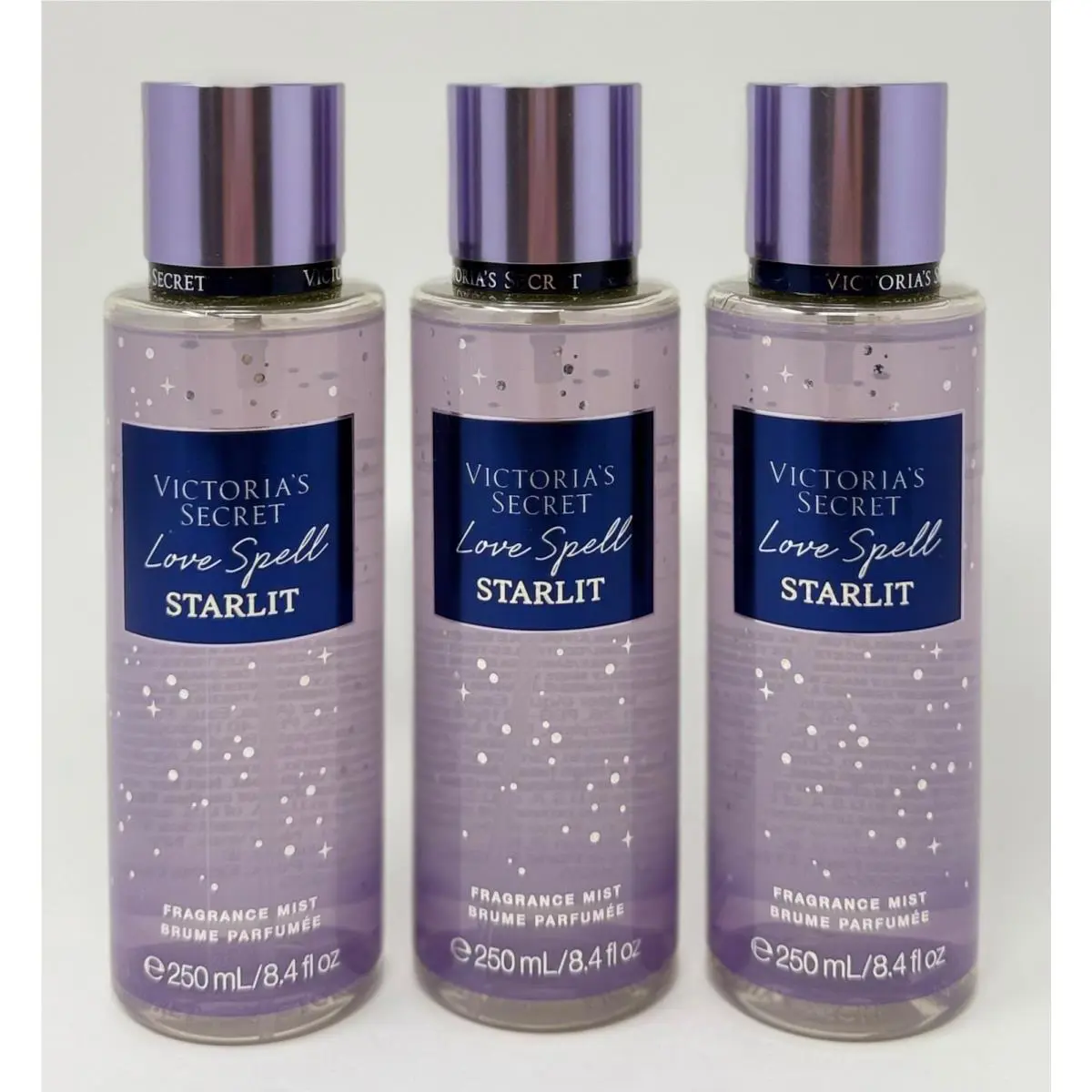 3 Victoria`s Secret Love Spell Starlit Fragrance Mist Body Spray 8.4OZ Large