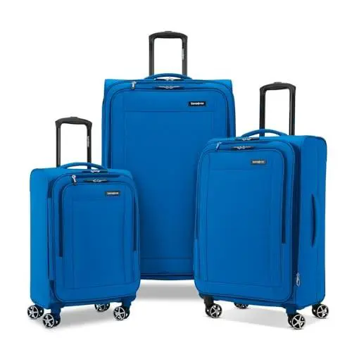 Samsonite Saire Lte Softide Expandable Luggage Spinner Wheels 3 PC Set Blue