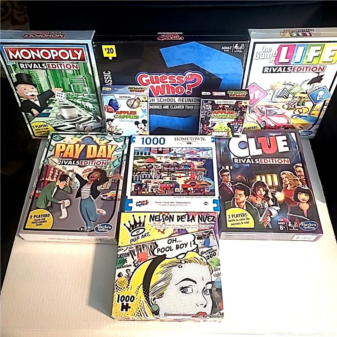 9 Games 4: Guess Who Monopoly Life Pay Day Clue Apples to Apples 2x - Puzzles