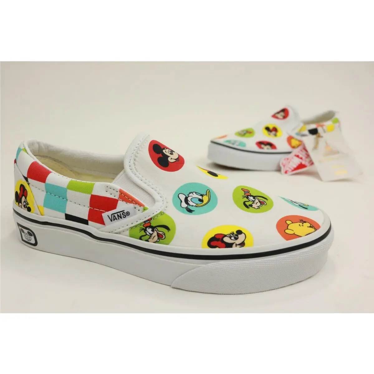 Disney Parks 50th Mickey Friends Vans Off The Wall Slip Shoes M4/Women 5.5