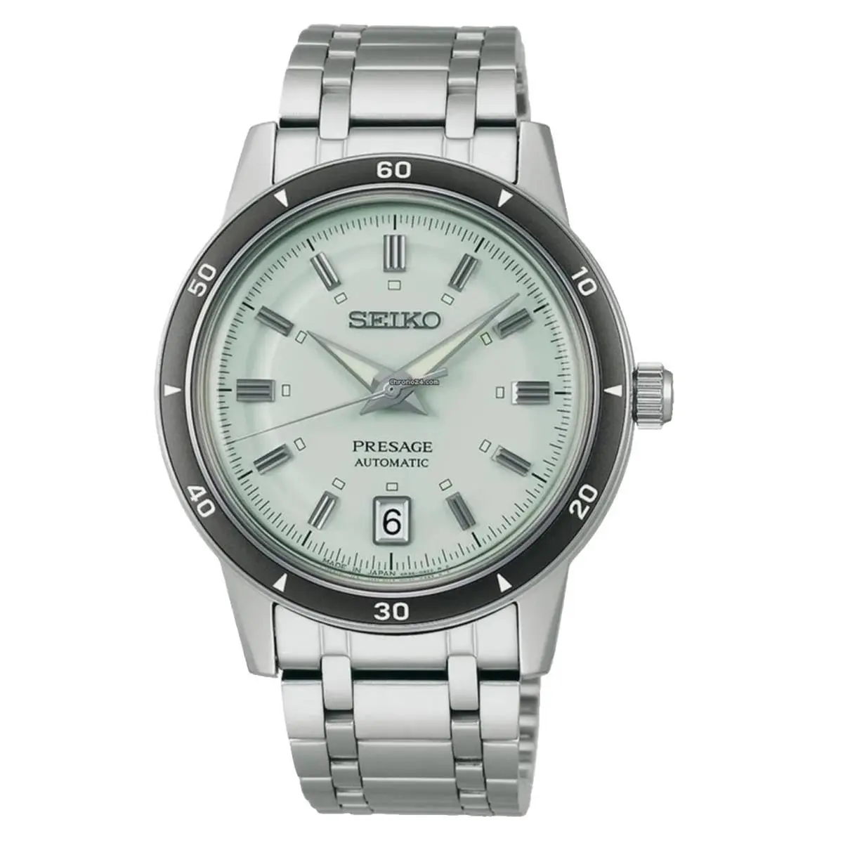 Men`s Presage 39.5 mm Stainless Steel Mint Dial Automatic Watch SRPL71 by Seiko