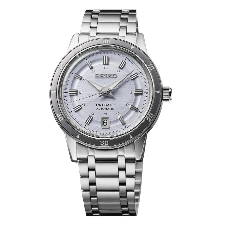 Seiko Presage Style 60`s Silvery Violet Dial 39.5mm Men`s Watch SRPL73