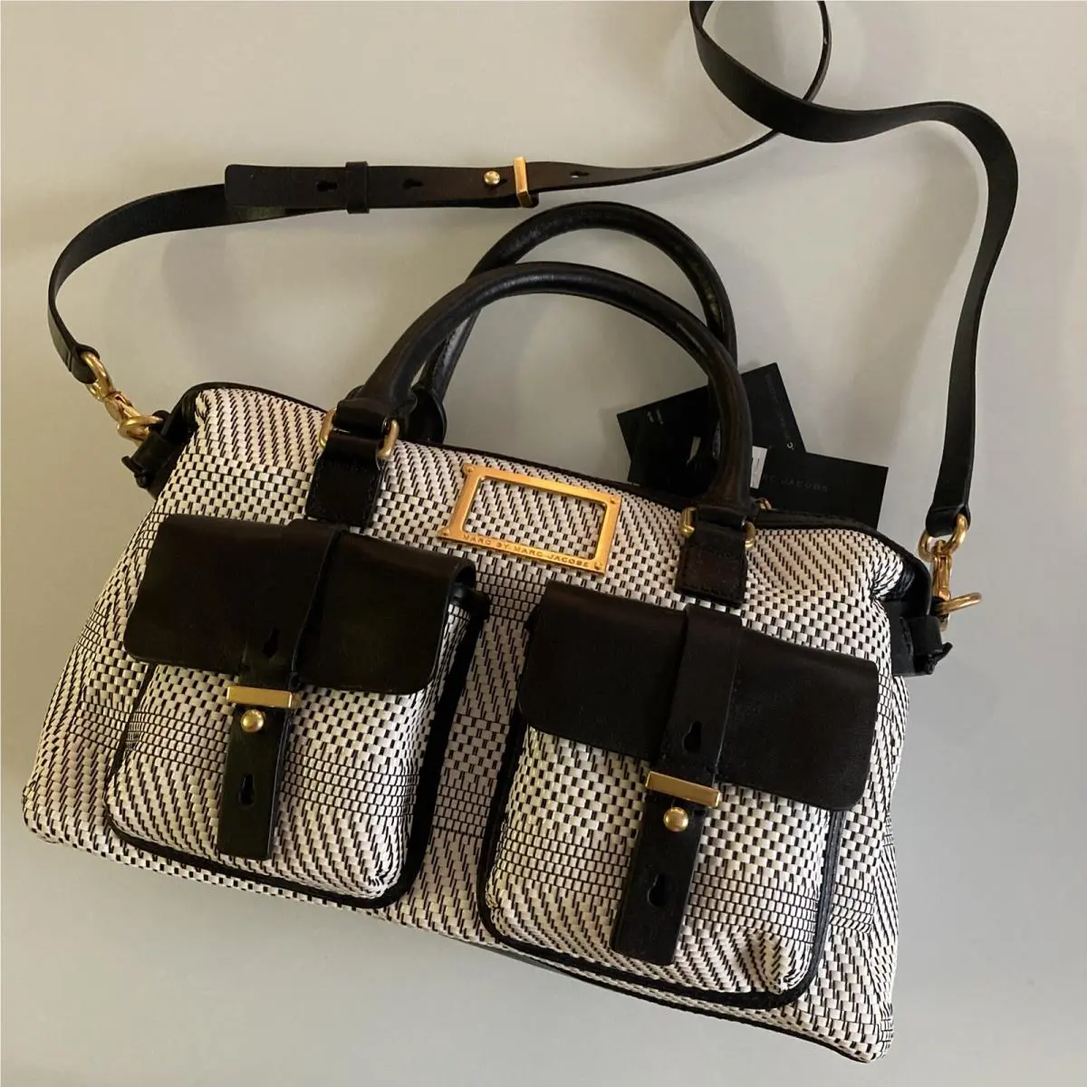 Marc by Marc Jacobs Werdie Weavy White and Black Satchel Bag Rare by Marc By Marc Jacobs