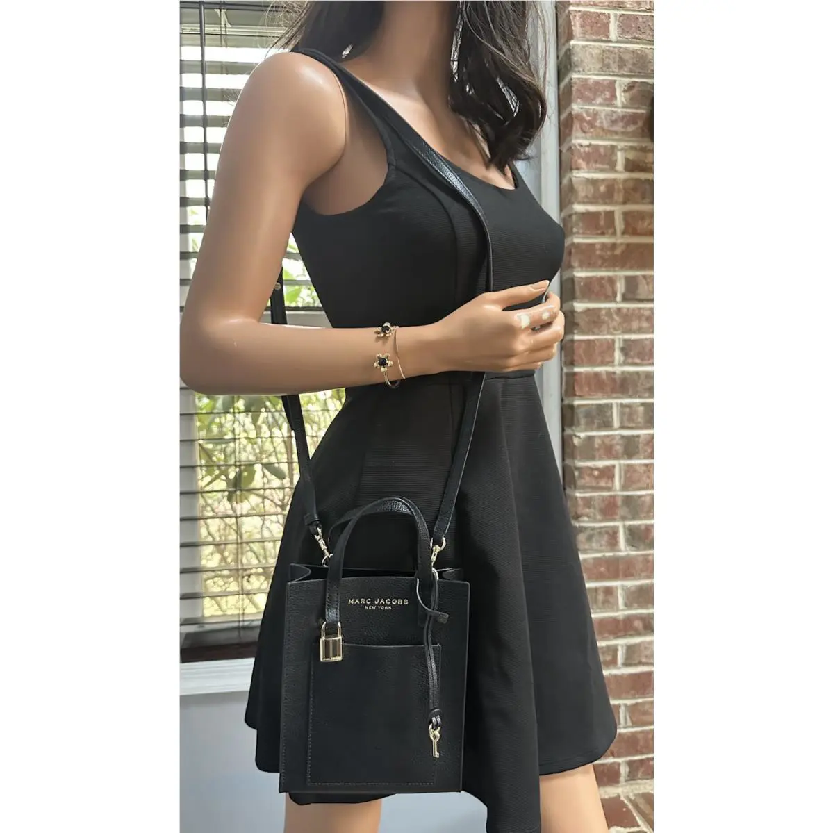 Marc Jacobs Micro Tote Black Leather Lock and Key Charm Small Crossbody