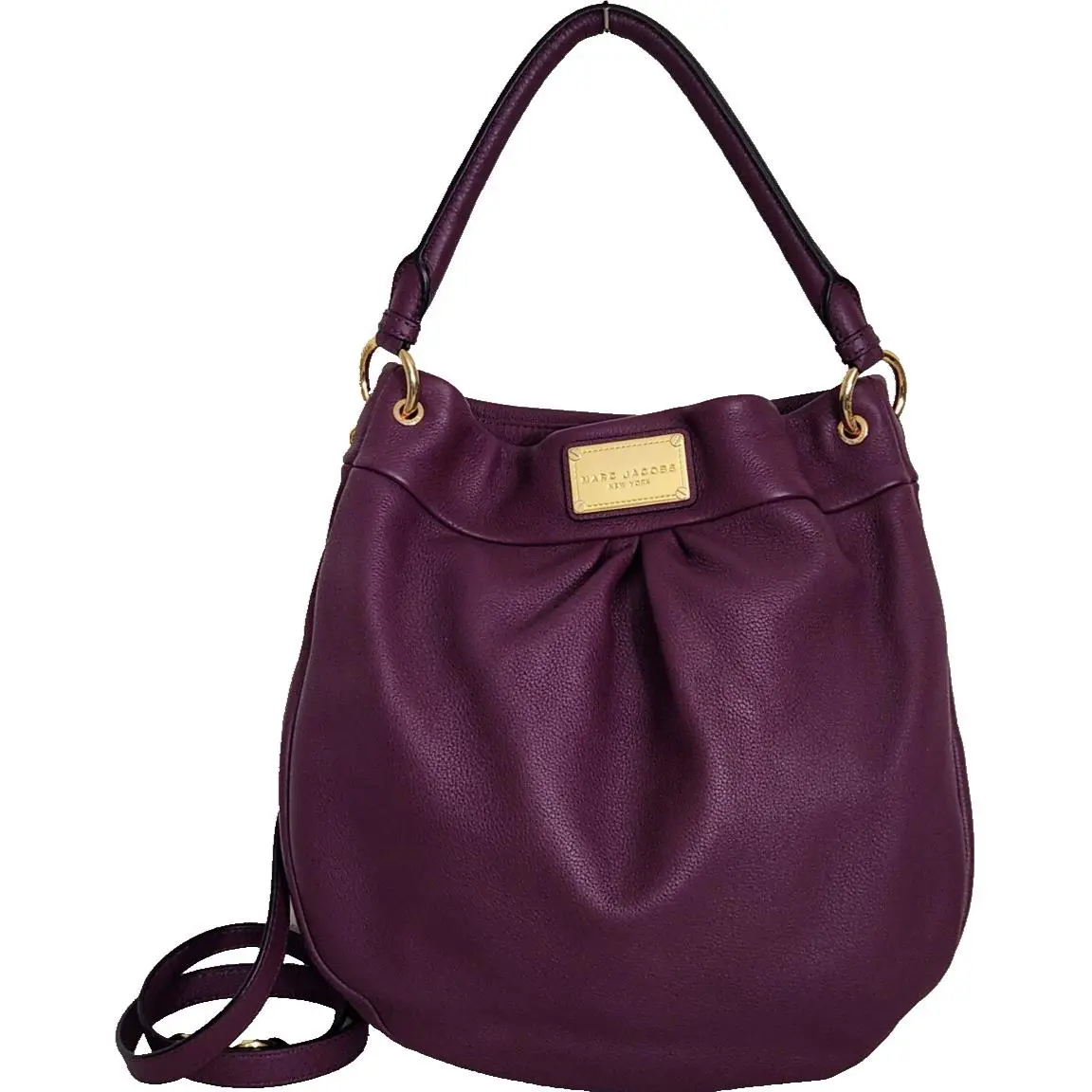 Marc Jacobs Q Hillier Aubergine Purple Leather Hobo Shoulder Bag