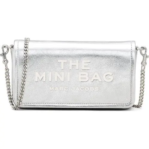 Marc Jacobs The Metallic Leather Chain Mini Bag - Silver