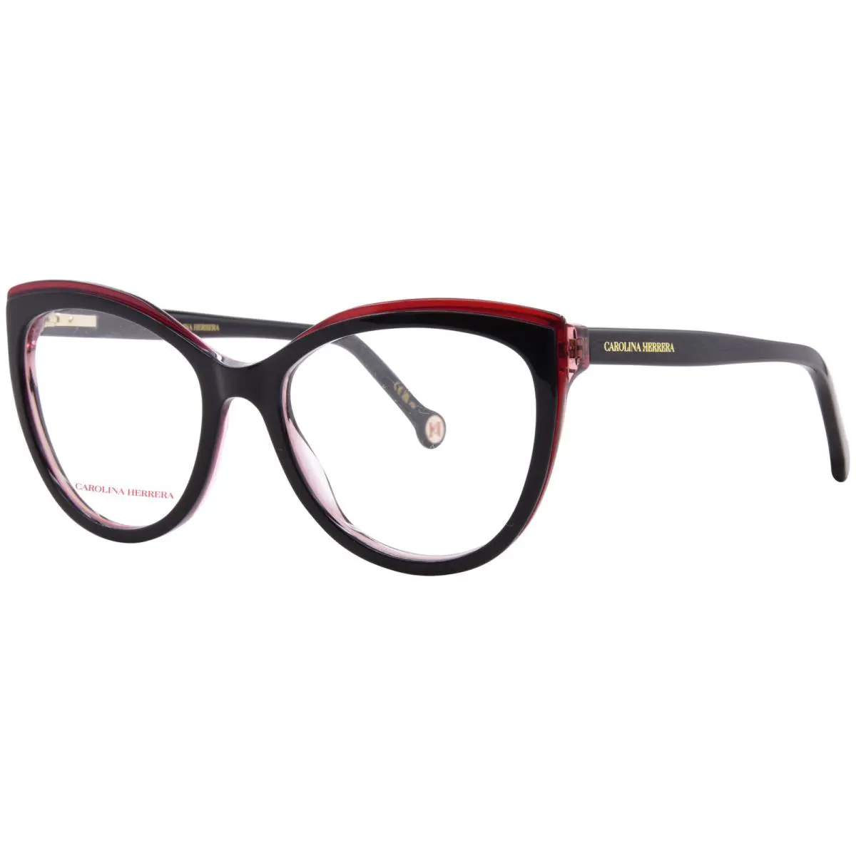 Carolina Herrera HER-0207 3H2 Eyeglasses Womens Black/pink Full Rim Cat Eye 53mm - Frame: Black