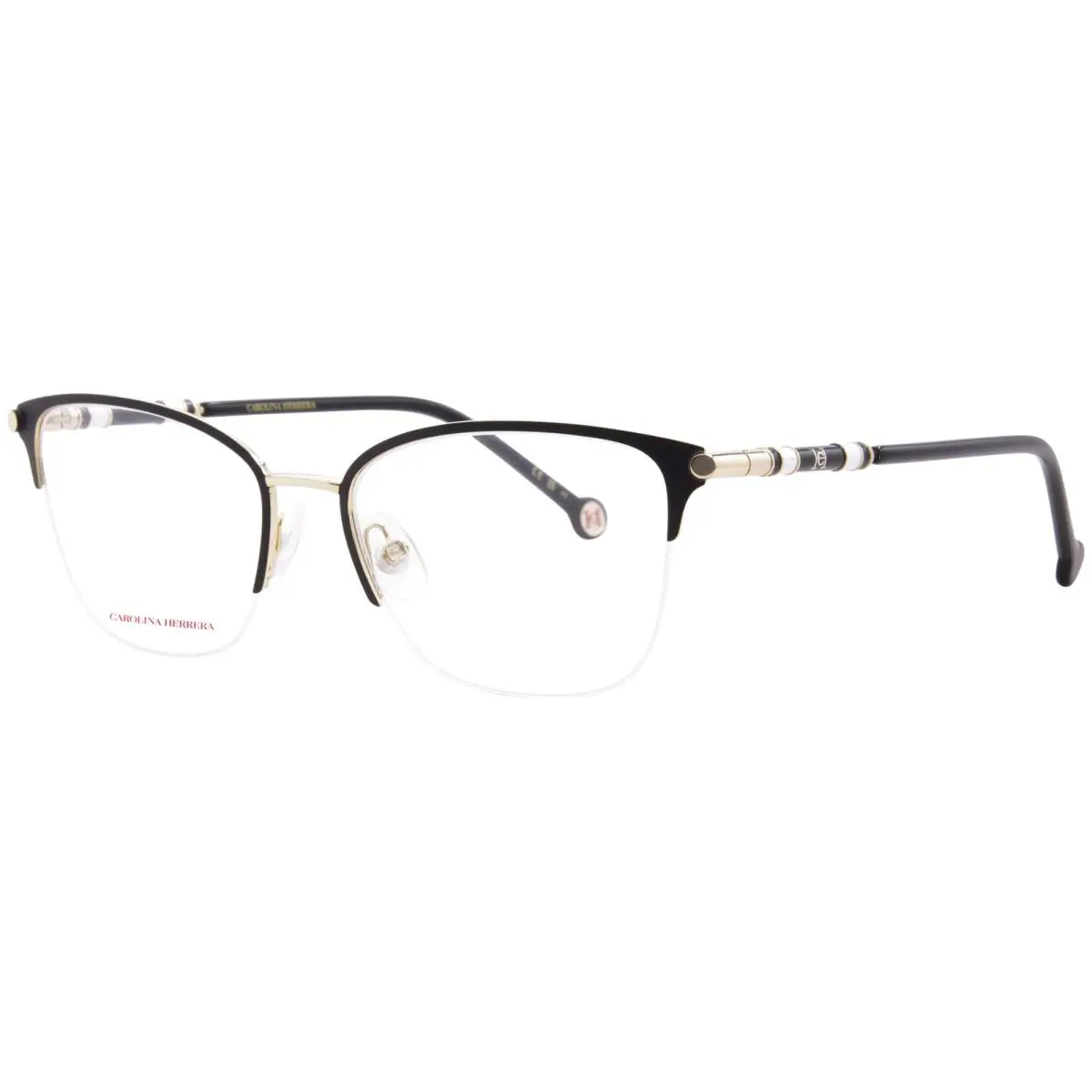 Carolina Herrera CH-0033 Rhl Eyeglasses Women`s Gold/black Semi Rim 53mm - Frame: Gold