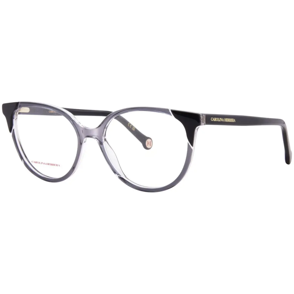 Carolina Herrera HER-0282 R6S Eyeglasses Women`s Grey/black Fullrim Cat Eye 53mm - Frame: Gray