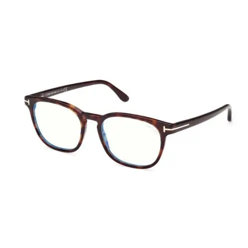 Tom Ford FT5868-B 052 Dark Havana Blue Block Lenses Men`s Eyeglasses