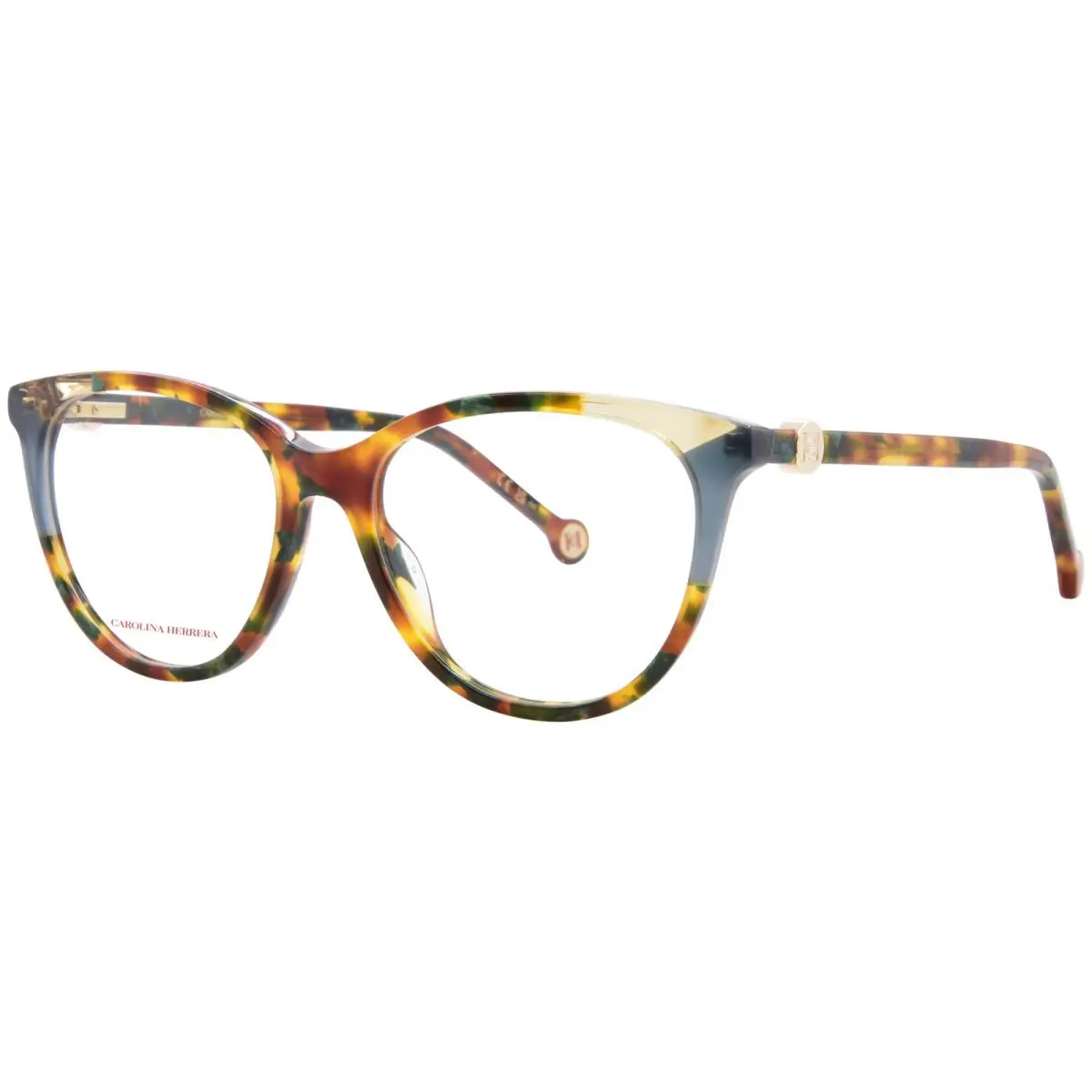 Carolina Herrera CH-0054 Yje Eyeglasses Women`s Green Havana/green Full Rim 53mm - Frame: Green