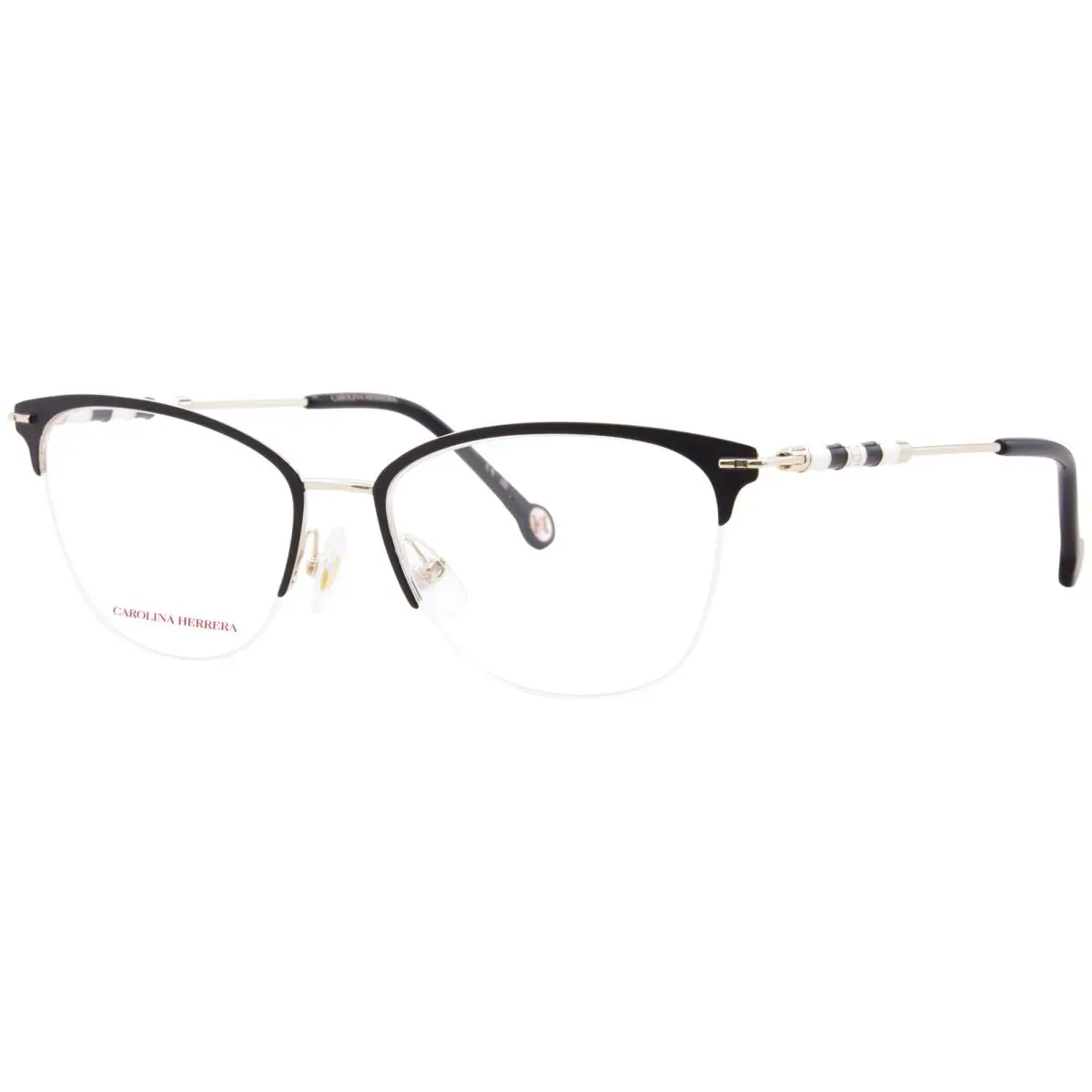 Carolina Herrera CH 0038 Rhl Eyeglasses Women`s Gold/black Semi Rim 54mm - Frame: Gold