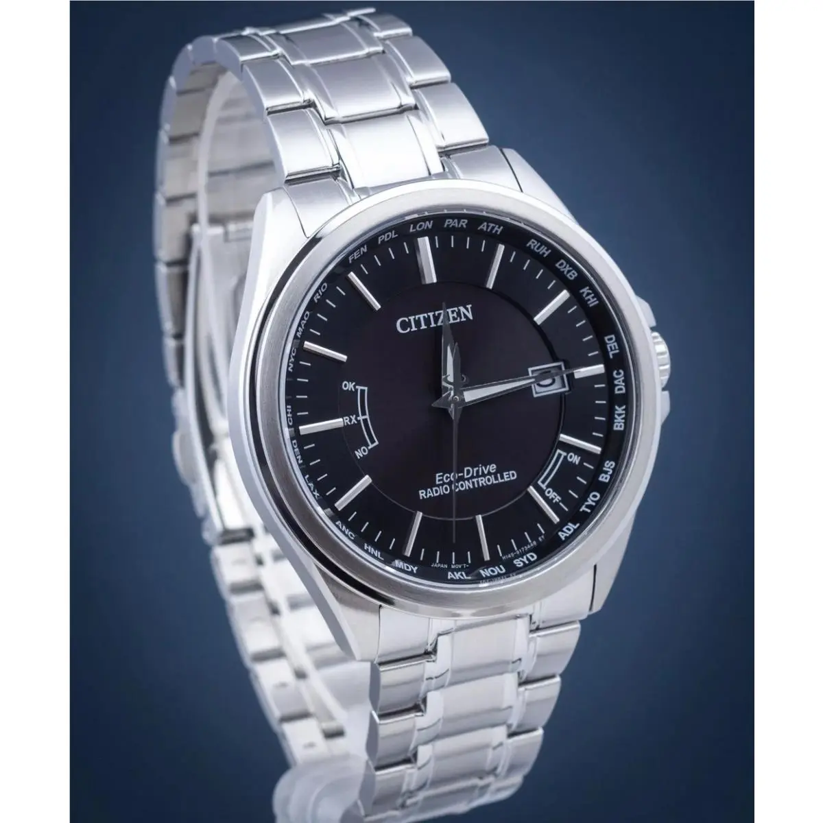 Citizen Radio Controlled Sapphire Crystal Black Dial World Time Watch CB0250-84E