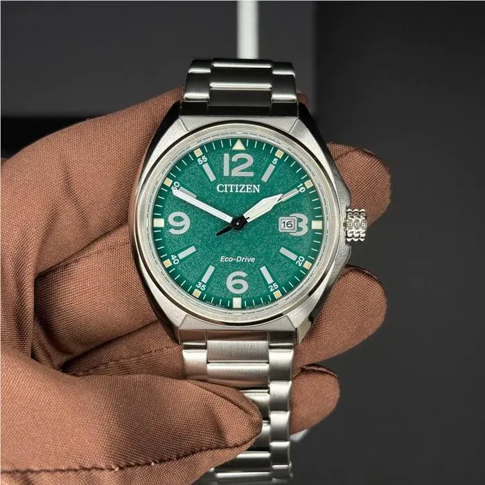 Citizen Green Dial Eco-drive Date Indicator Men`s Watch AW1571-76X