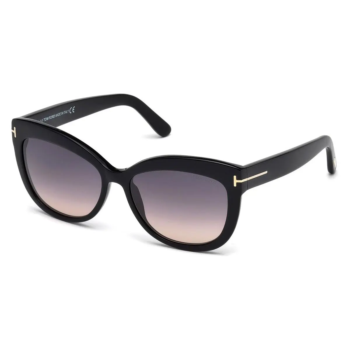 Tom Ford Women Cat-eye Sunglasses FT0524 Alistair 01B Shiny Black/smoke 56mm