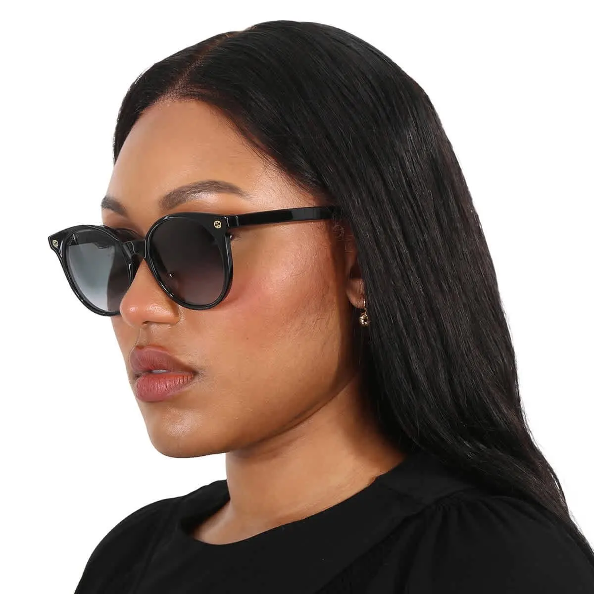 Gucci Grey Gradient Round Ladies Sunglasses GG0091S 001 52 GG0091S 001 52