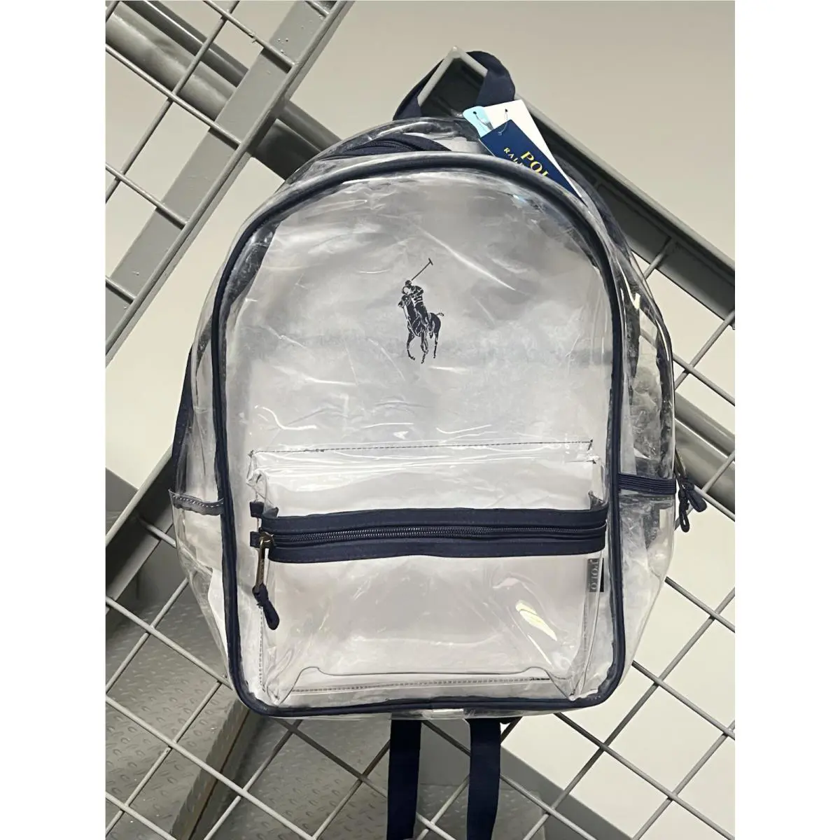 Polo Ralph Lauren Big Pony Clear White/navy Blue Waterproof Backpack
