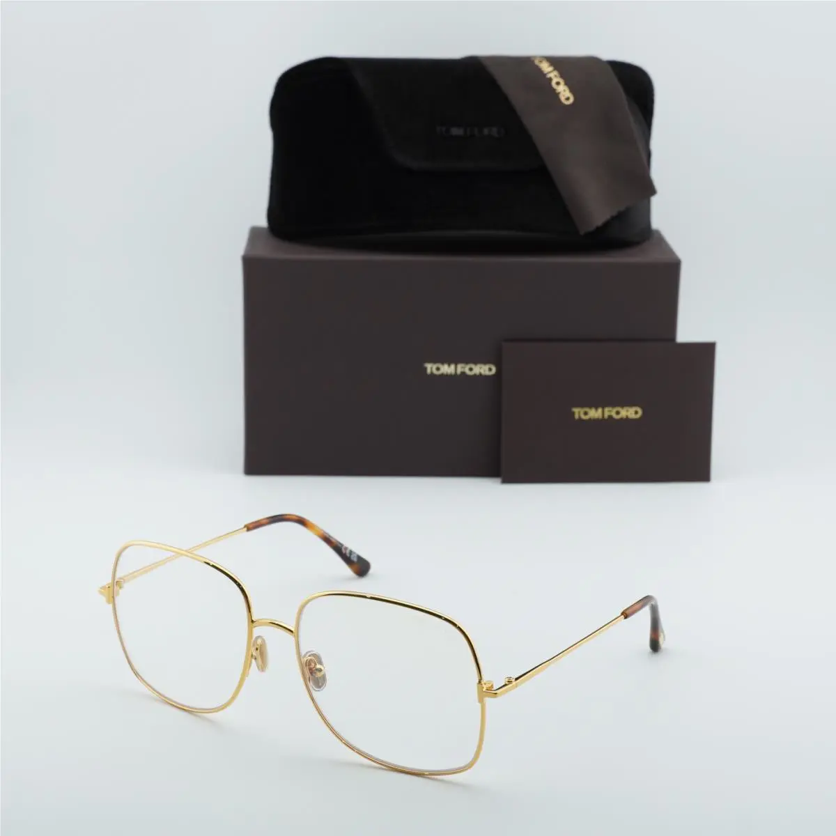 Tom Ford FT6048-B 030 Shiny Deep Gold/clear Blue Light Block 59mm Eyeglasses