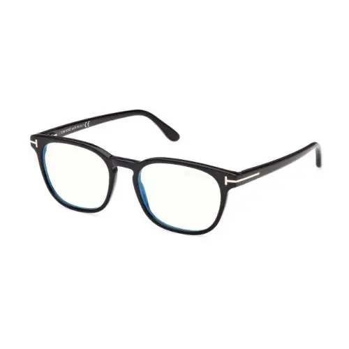 Tom Ford FT5868-B 001 Shiny Black Blue Block Lenses Men`s Eyeglasses