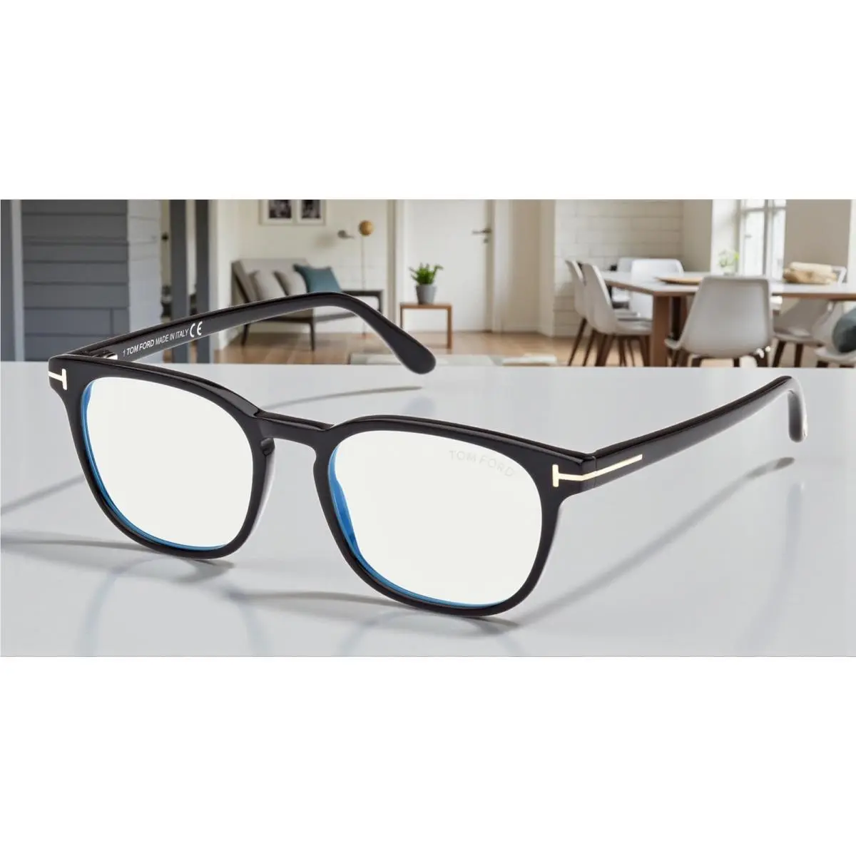 Tom Ford FT5868 B 001 Plastic Shiny Black 53 mm Men`s Eyeglasses