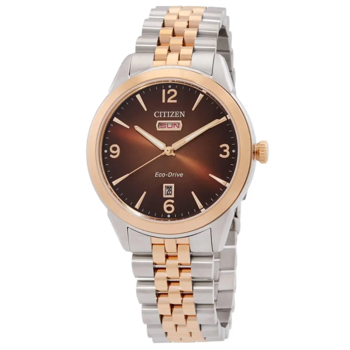 Citizen Rolan Eco-drive Brown Dial Two-tone Men`s Watch AW0156-57X