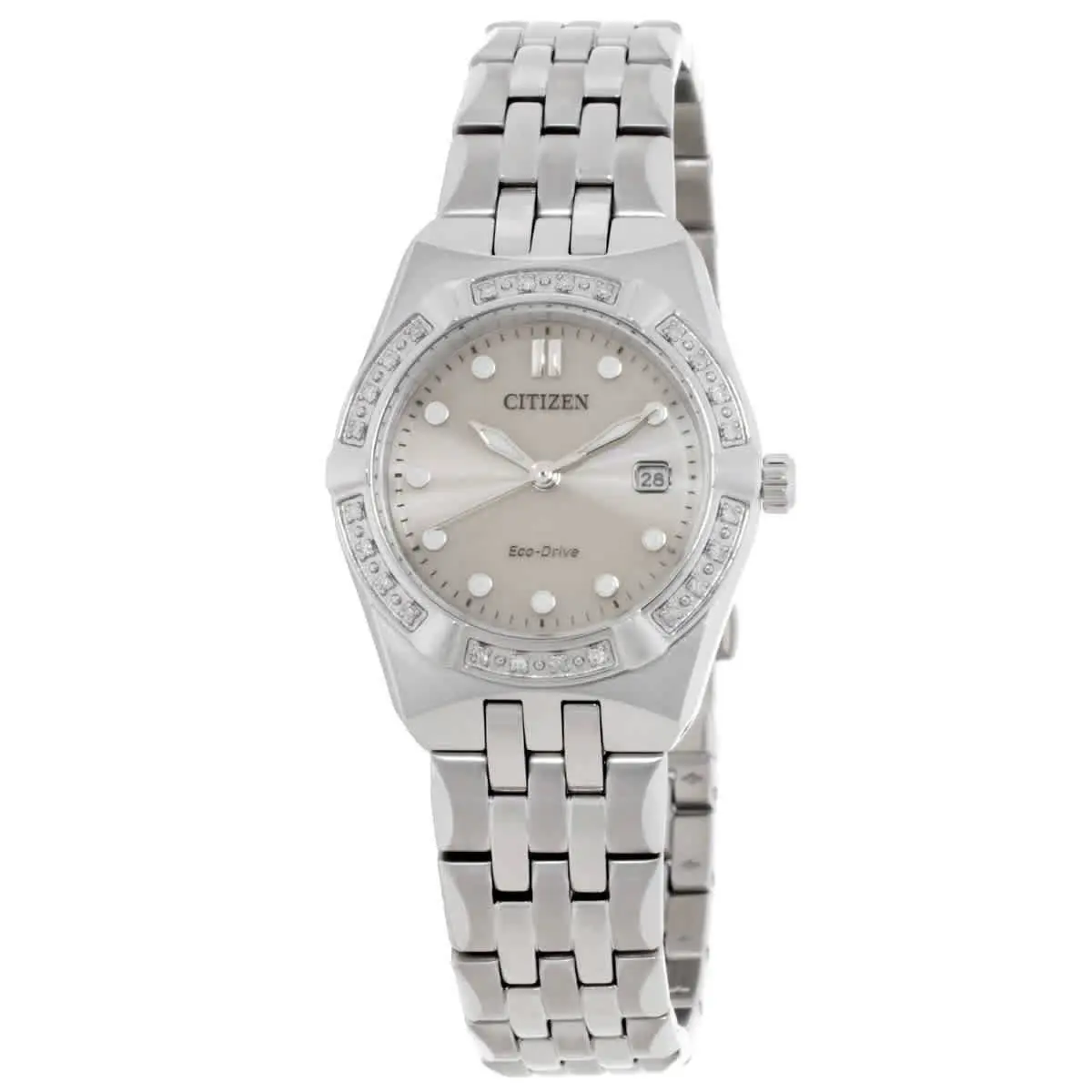 Citizen Corso Diamond Ladies Watch EW2710-51X - Brown, Dial: Taupe, Band: Silver-tone