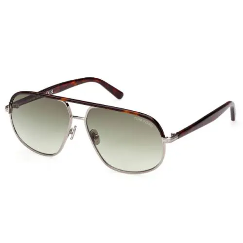 Tom Ford FT1019 Maxwell 14P Light Ruthenium-havana/green Gradient Sunglasses - Frame: Light Ruthenium/DarkHavana, Lens: Green