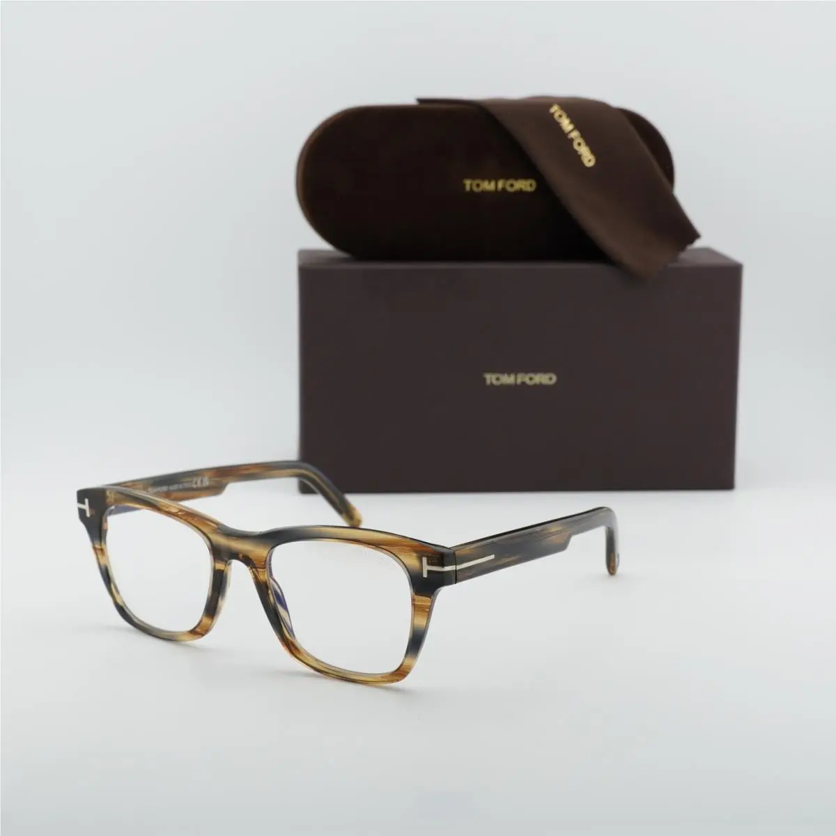 Tom Ford FT5886-B 045 Shiny Light Brown 52mm Eyeglasses