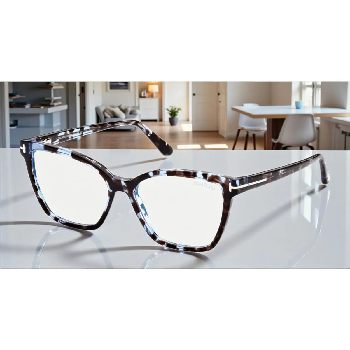 Tom Ford FT5812-B 055 Butterfly Havana Blue Block Lens 53 mm Women`s Eyeglasses