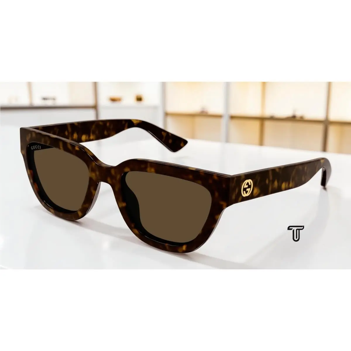 GG1578S 002 Havana Havana Brown Lens 54 mm Cat Eye Women`s Sunglasses by Gucci