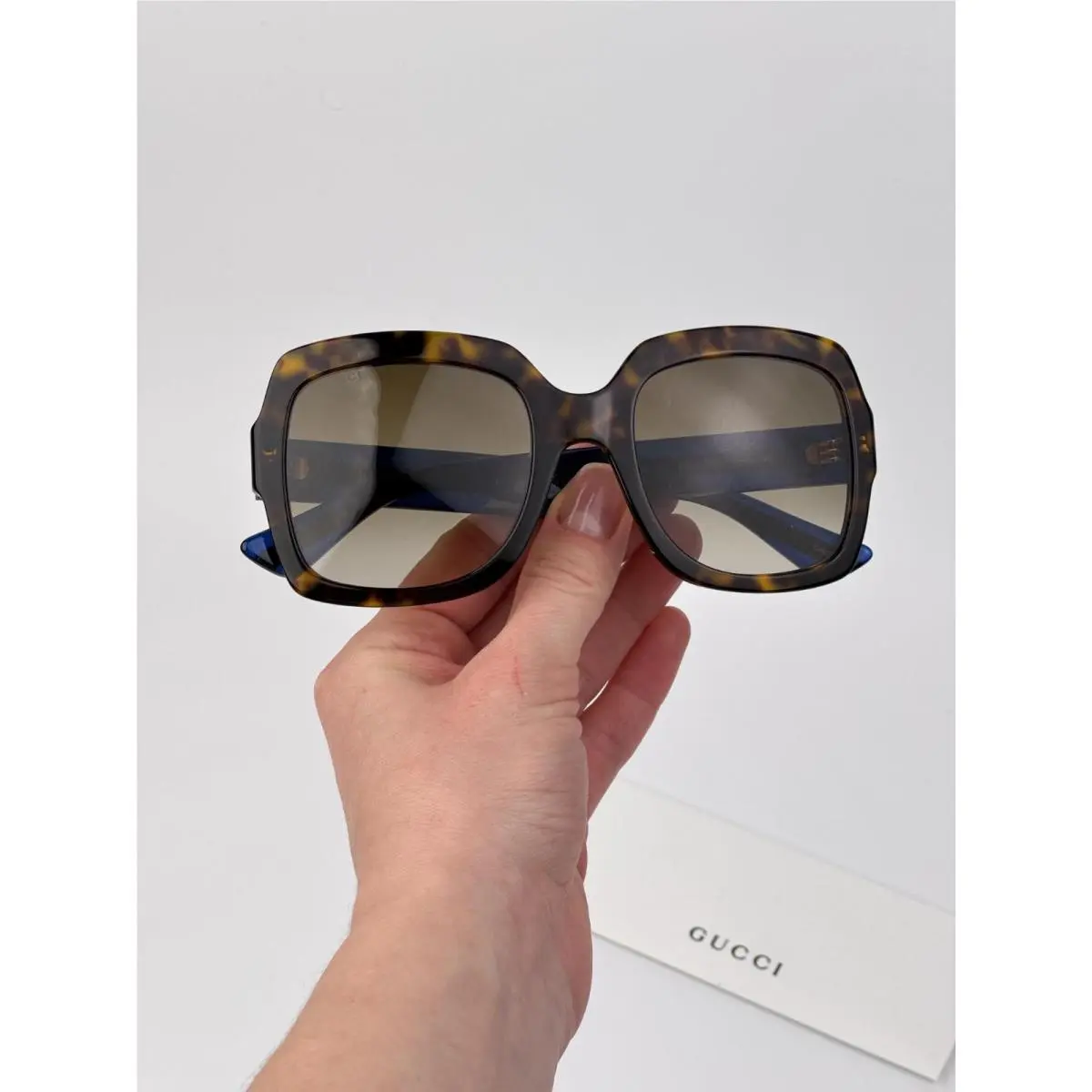 Gucci Women Sunglasses Havana Brown Gradient Square GG0036S 004 - Frame: Havana / Blue, Lens: Brown