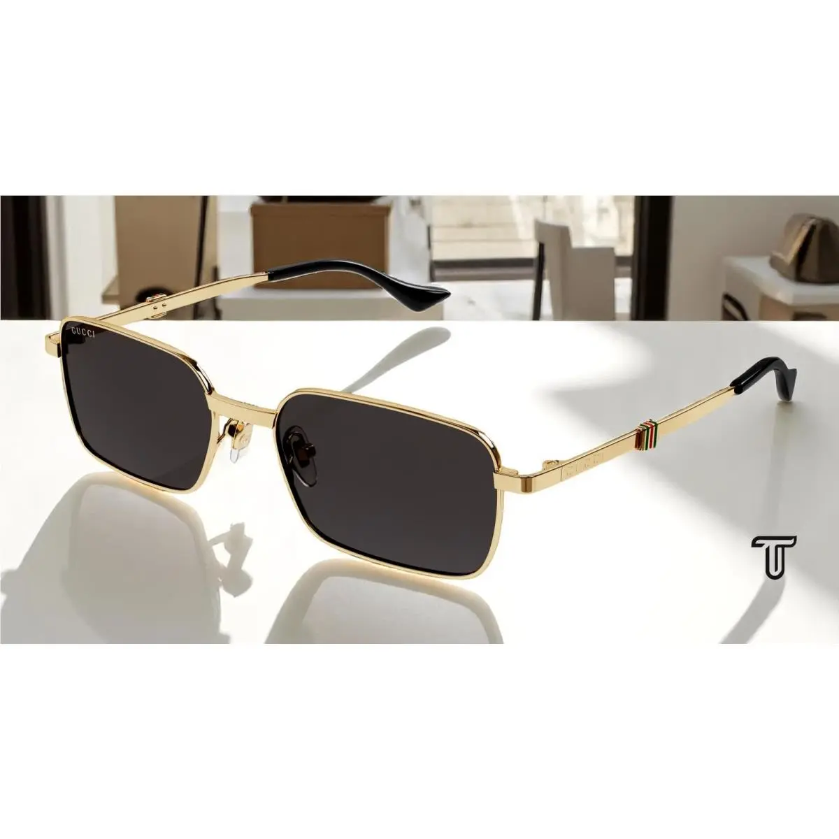 G1495S 001 Sign Gold Grey 56 mm Men`s Sunglasses by Gucci