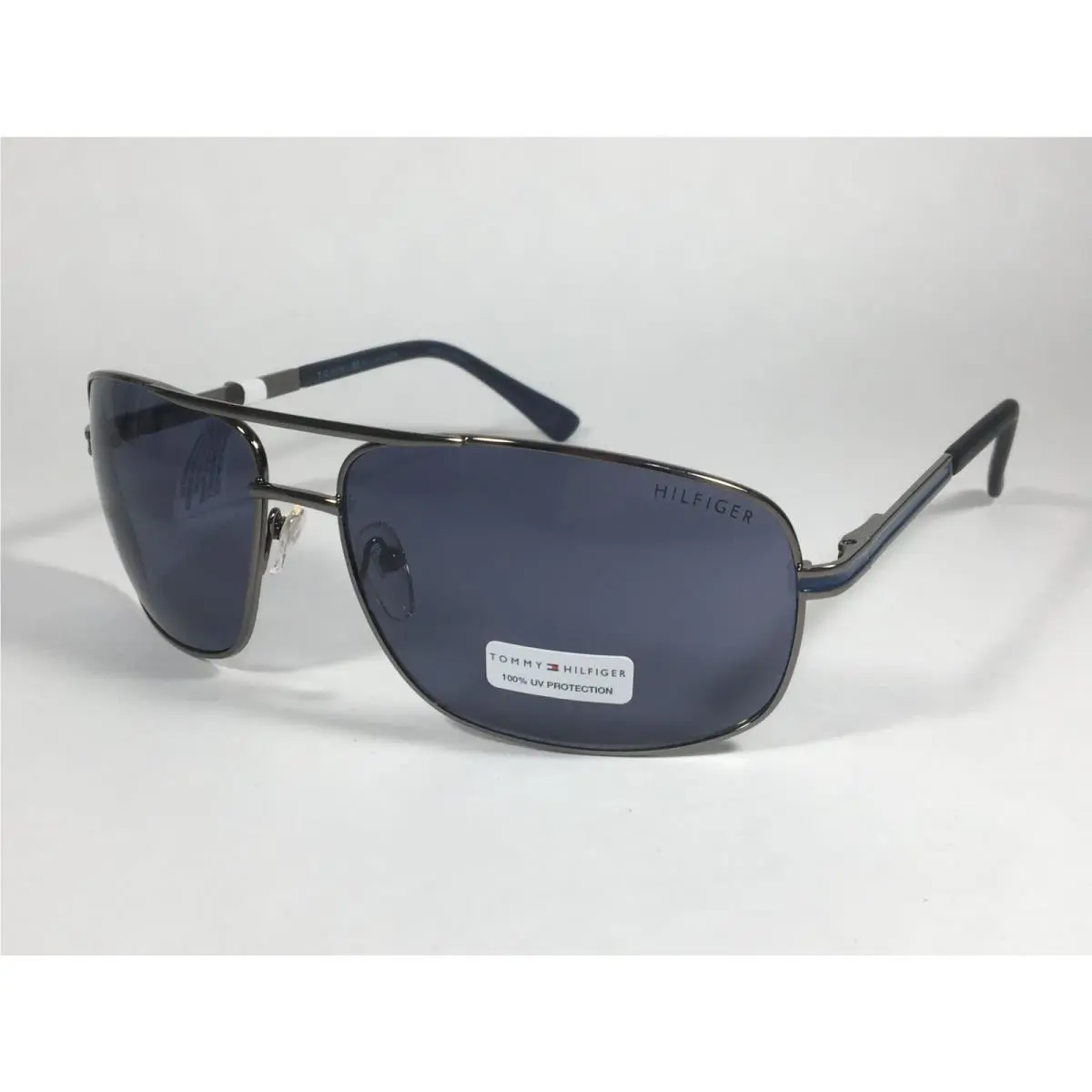 Tommy Hilfiger Phillip MM OM224 Rectangular Sunglasses Gunmetal Blue Gray Lens
