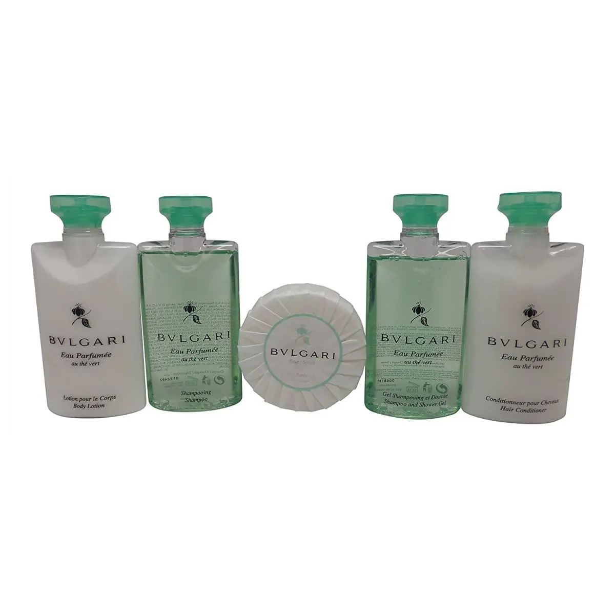 Bvlgari Au The Vert Travel Set Shampoo Conditioner Lotion. Shower Gel Soap