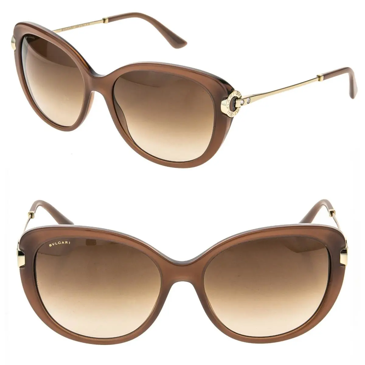 Bvlgari Bulgari Coin BV8194B 8194 Gold Brown Dove Crystal Jewel Decor Metal Sunglasses
